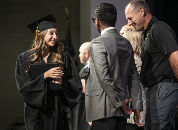 Evelyn Brooke Aubin receives her diploma  during the Richarte High School commencement ceremony held at the Klett Performing Arts Center  on Thursday, May 22, 2025.