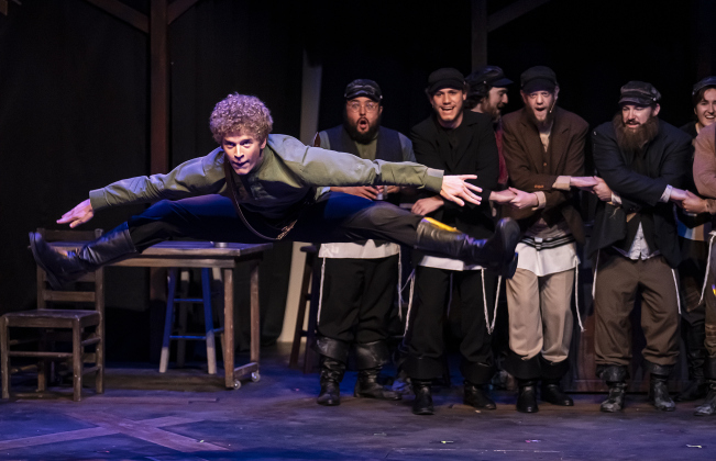 TJ Martin, a featured dancer, is shown in a photo from the dress rehearsal for the Palace production of “Fiddler on the Roof”  on Thursday, May 29, 2025.  The play will run through July 6th on the Springer main stage.    Photo by Andy Sharp.