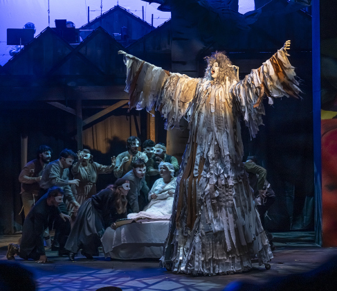 Brooke McGaughey, as Fruma-Sarah,  is shown in a photo from the dress rehearsal for the Palace production of “Fiddler on the Roof”  on Thursday, May 29, 2025.  The play will run through July 6th on the Springer main stage.    Photo by Andy Sharp.