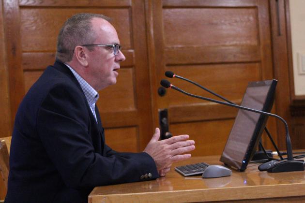 Alvin Lankford, chief appraiser for the Williamson Central Appraisal District, presents the 2025 data during the June 3 Commissioners Court. Photo by Nalani Nuylan.