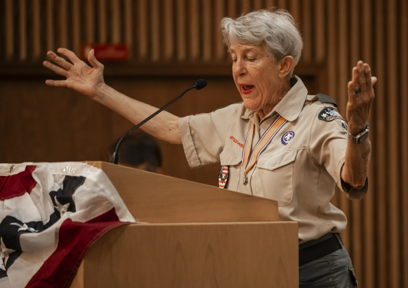 Peggy Ogden-Howe offers a prayer.