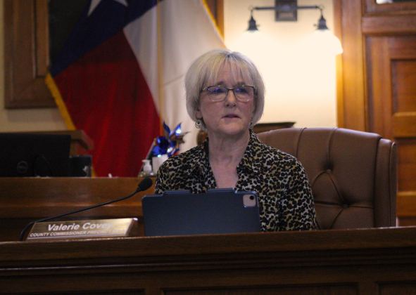 County Commissioner Valerie Covey updates the court on what the next steps are for the county’s new jail during the July 15 Commissioner Court meeting. Photos by Nalani Nuylan.