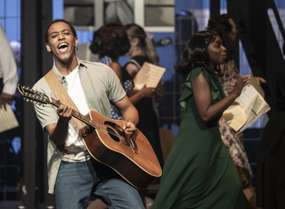 Daniel Sonier performs in a scene from “Beautiful: The Carole King Musical” on Thursday, July 24, 2025.  The production runs through August 31st on the Georgetown Palace Springer Stage.   Photo by Andy Sharp.