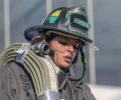 Georgetown Fire Department firefighter Victoria Piedra participates in the Memorial Stair Climb at Birkelbach Field on Thursday, September 11, 2025.