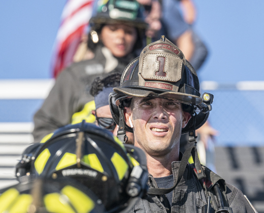 Georgetown Fire Department  Captain Jason Jeffery participates in the Memorial Stair Climb  on Thursday, September 11, 2025, remembering  the 24th anniversary of the attacks on United States soil on September 11, 2001.