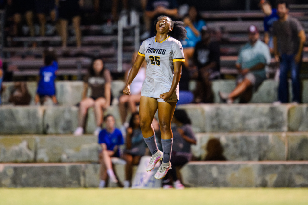 Southwestern’s Jackie Powell celebrates after she scored on Friday night. Photo courtesy Eduardo Moll 