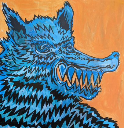 Jason Wallerstein’s solo exhibit hangs in the Palace Playhouse lobby.