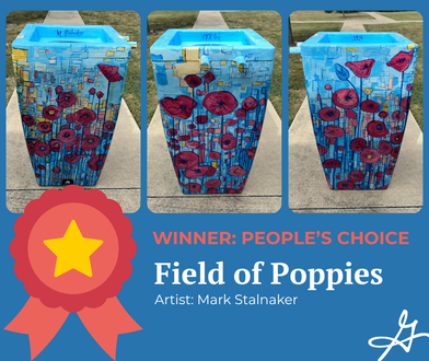 People’s Choice winner in the Rain Barrel contest “Field of Poppies” by Mark Stalkner.