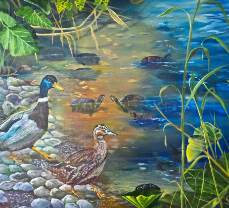 Jamie Bevans’ “The Social Event” was awarded Best of Show at the annual Art Hop.