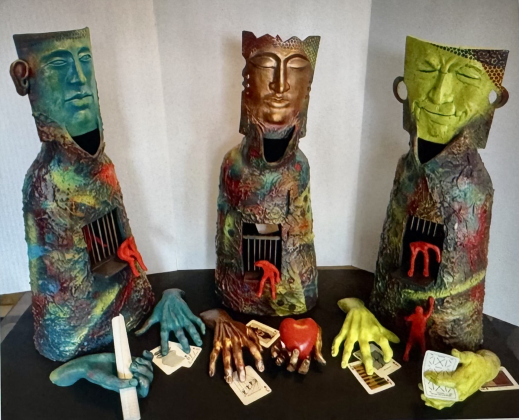 “A Complicated Conversation” by Shari Wilson won Second place in the 3-D Representational category at the 2025 Art Hop.