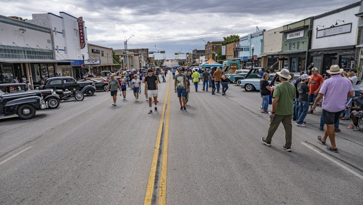 Occasional clouds over Main Street gave way to sunshine for much of  the 12th  Annual Main Street Car Show held in downtown Taylor on Saturday, October 25, 2025.   Photo by Andy Sharp.
