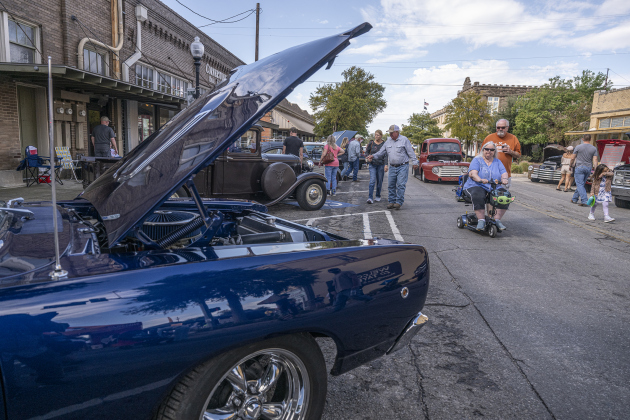 A 1968 Dodge Super Bee (front left) was one of the many vehicles for visitors to see during the 12th Annual Main Street Car Show held in downtown Taylor on Saturday, October 25, 2025.   Photo by Andy Sharp.