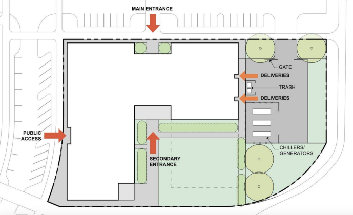 This rendering shows a possible layout for Georgetown’s new Customer Service Center, which would be built on Southwestern University property east of the campus, near Smith Creek Road. (Rendering courtesy City of Georgetown)