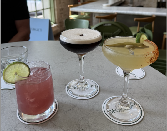 Three of Georgie’s mixed drinks: The Daysipper, espresso martini and Mexican martini.