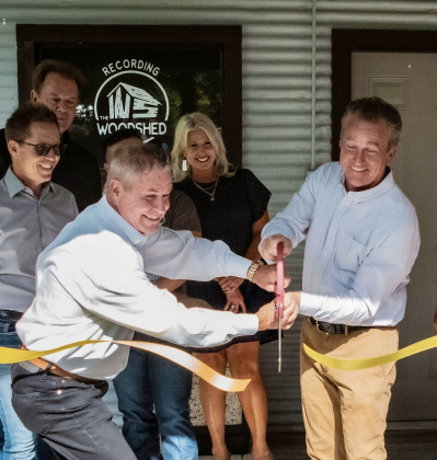 Mark Matoska and Lee Weaver celebrate the ribbon cutting of The Woodshed in 2022. (Photo courtesy Lee Weaver)