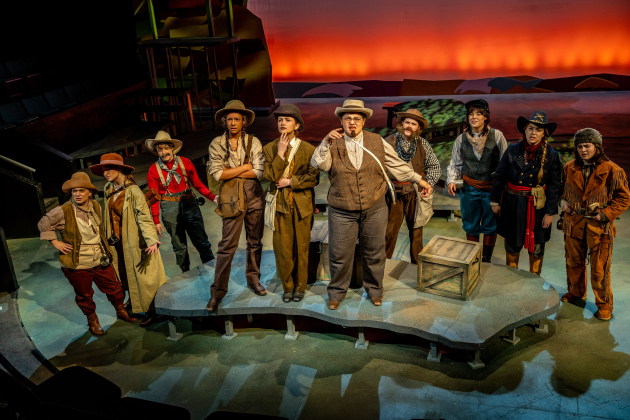 The cast of Men on Boats performs at Southwestern University. Photo by Anthony Warner