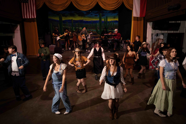 Line dancers perform at Reunion Ranch during the Palace Theatre’s fundraising gala. Photos courtesy Lindsey Brisbine