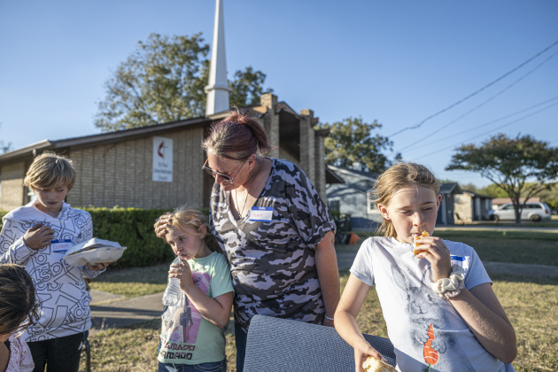 Terri Bell, shown with her children, including Colton, 12, Brynleigh, 7 (with mom) and Tinsleigh, 9, right, received food for her family during the Community Food Drive conducted by Antioch Georgetown on on Sunday, November 2, 2025.  The Food Drive was held at St. Paul United Methodist Church.