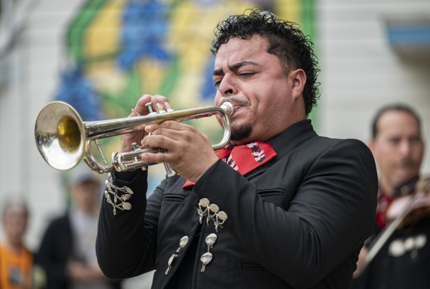 Richard DeSantos performs with Mariachi Espuelas during Georgetown’s Dia de los Muertos,  held Saturday November 1, 2025  in the South Main Arts District along 9th Street.  The event included music and dance performances throughout the day.   Photo by Andy Sharp