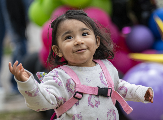 3-year-old Freyja Ibanez was thrilled to take part in  Georgetown’s Dia de los Muertos,  held Saturday November 1, 2025  in the South Main Arts District along 9th Street.  The event included music and dance performances throughout the day.   Photo by Andy Sharp.