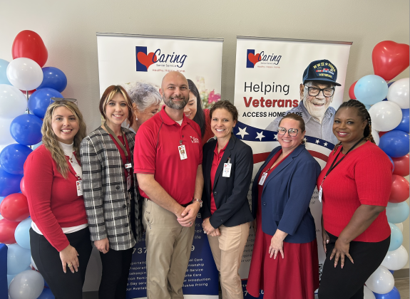 Caring Senior Service staff (left to right) Brittany Heyworth, Mikaylah King, Dustin Rauch, Rebecca Rauch, Malissa Loffler-Laws and Jamie Leslie