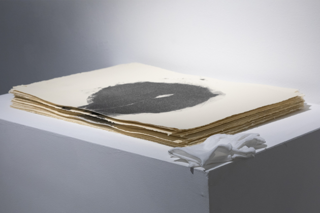 PrintAustin’s 2026 exhibit at the Georgetown Art Center is on display from January 9 until February 8 and features “Cake Stack / Big Fat Asses.”