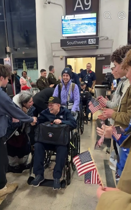Grover Trytten and other World War II veterans arrived December 6 in Washington, D.C., courtesy of Honor Flight Austin. The two-day journey marked the second Honor Flight for Mr. Trytten, who is 104 and lives in Georgetown.