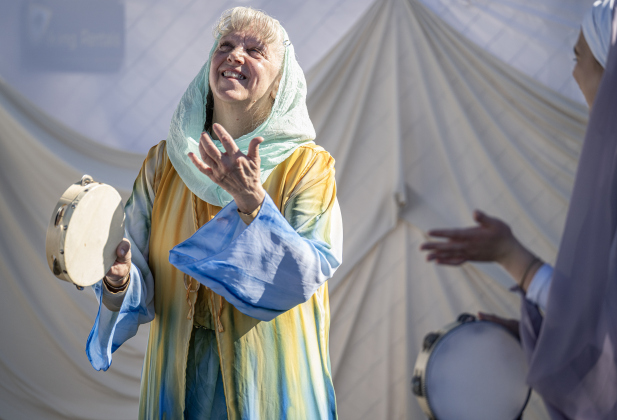 Theresa Bates was one of the featured dancers in  Georgetown Church of the Nazarene’s  Bethlehem Village  during the annual Christmas Stroll, held in downtown Georgetown on Saturday, December 6, 2025.   Photo by Andy Sharp.