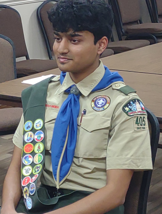 Shrenik Reddy waits during his Eagle Scout Board of Review December 10.  Photo by Calvin Gray