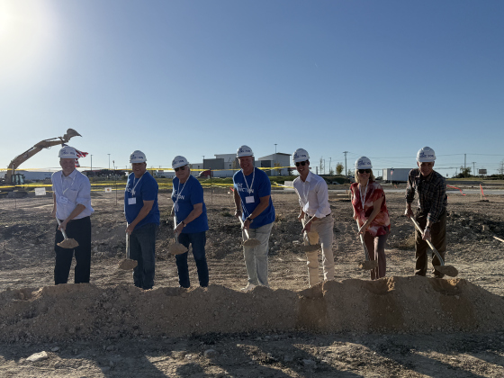 The Junction, a future food, drink and entertainment venue, will be built at 210 Blue Springs Boulevard just east of I-35. Breaking ground on November 13, from left, are Williamson County Judge Steve Snell, property owners Drew and Gregory Hall, Matt Marshall with Cooley Capital Companies, Josh Rinn with Frost Bank, Georgetown City Council Member Amanda Parr and Mayor Josh Schroeder. Photo by Abbey Archer