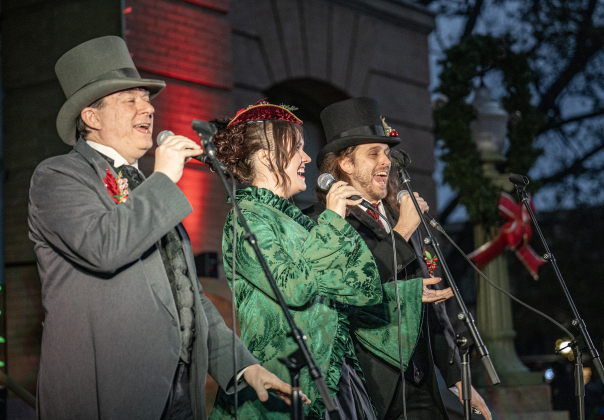 The Uptown Carolers perform during the Lighting of the Square on Friday, November 28, 2025.   Photo by Andy Sharp.