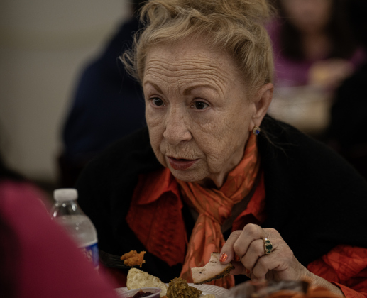 Brenda Scholin enjoyed a meal and conversations with fellow attendees during  the Georgetown Community Thanksgiving, held at the San Gabriel Community Center on Thursday, November 27, 2025.