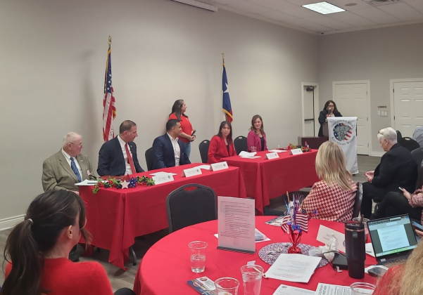 he Georgetown Area Republican Women hosted a candidate forum for the state races on Thursday, January 15, at the Georgetown Chamber of Commerce. GARW President Terri Rodriguez was the moderator. From left, the forum consisted of Larry Nance, Charles Schwertner and Apollo Hernandez for state Senator District 5, and Blayre Pena and Caroline Harris Davila for state Representative District 52. Photo by Nalani Nuylan.