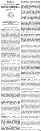 TCEQ Notice Central Texas Stone