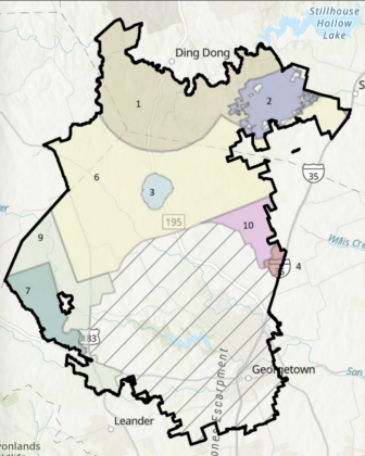 This map details the areas that were up for sale. All the areas except for areas 1, Killeen, and 4, Jarrell, will be put up for sale.