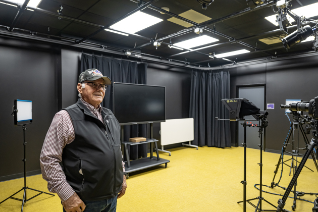 John Simcik takes a look at the audiovisual lab at the new Granger Secondary School during an open house on Wednesday, February 25, 2026.
