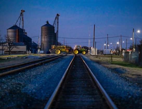 A tractor makes its way along West Davilla Street in downtown Granger on Sunday, February 22, 2026.   Photo by Andy Sharp