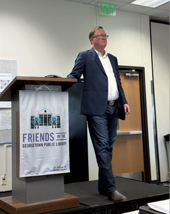 Bryan Burrough gave a talk at the Georgetown Public Library on February 12.  Photo by Abbey Archer