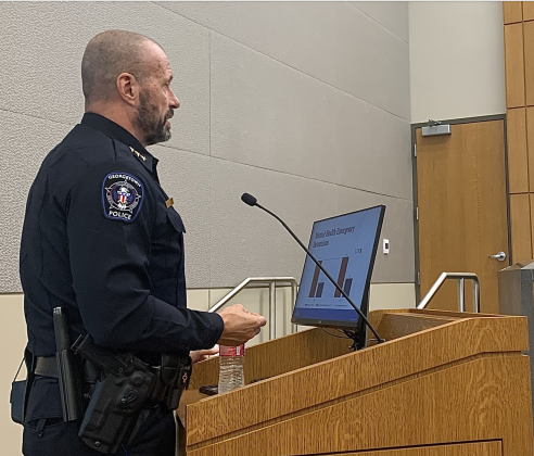 Georgetown Police Chief Cory Tchida presented an annual report on the department to Georgetown City Council during the February 10 City Council workshop. (Photo by Kaitlyn Wilkes)