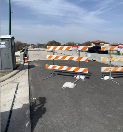 Construction equipment was removed last month from the Austin Avenue Bridge over the South Fork San Gabriel River, and work has not yet resumed as of Wednesday, February 18. (Photo by Kaitlyn Wilkes)