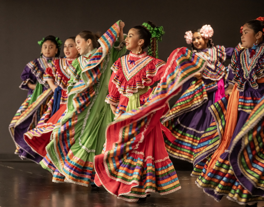 Members of the Georgetown ISD Ballet Folklorico troupe  perform  for attendees  at the Georgetown ISD State of the District gathering held at the Future Ready Complex on Friday, March 6, 2026.
