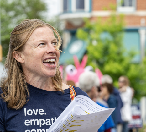 Traci McGrath was in attendance at the No Kings rally held in downtown Georgetown on Saturday, March 28, 2026.  Approximately 700 people attended the rally, a demonstration opposed to the current Presidential administration of Donald Trump.  Photo by  Andy Sharp.