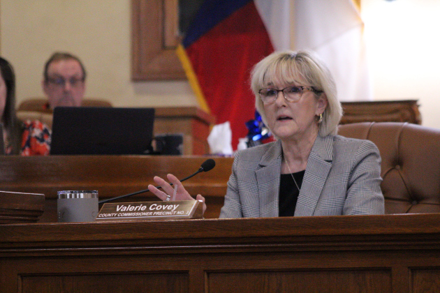 County Commissioner Valerie Covey questions the party chairs about how the Primary election was conducted during the special called meeting. Photo by Nalani Nuylan.