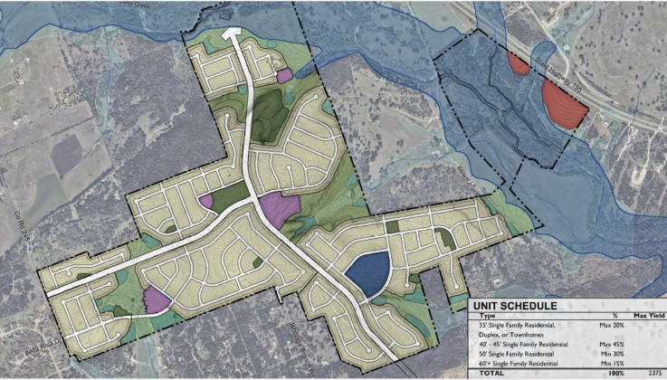 Rock Bluff Ranch, directly north of Yearwood, would bring a maximum of 2,375 units. Real Estate Development firm Freehold Capital Management proposed that 700 of the units be restricted to those 55 and older.