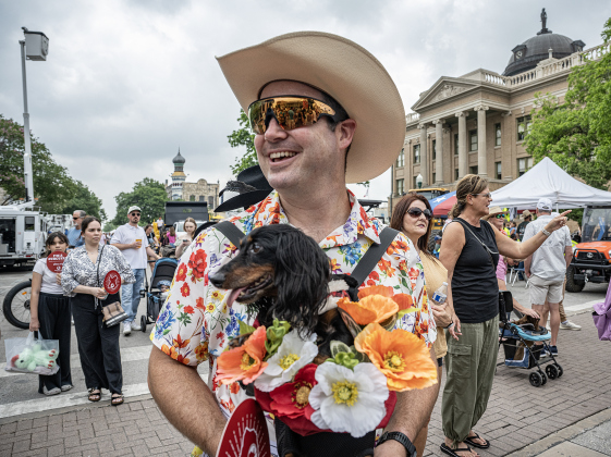 Jon Kovach and his dog Tilley  participated in the Red Poppy Festival POPP Pup Parade and costume contest on Sunday, April 26, 2026.   Photo by  Andy Sharp.