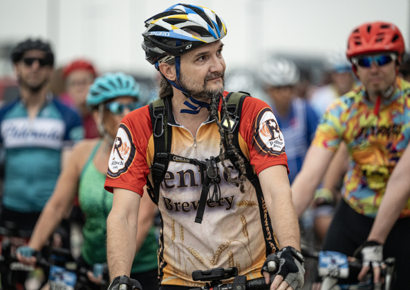 Thomas Holy is ready to go  for his 40-mile ride for this year’s Red Poppy Bike Ride, starting and finishing in the parking area behind Georgetown High School on Saturday morning, April 25, 2026.  600 cyclists were registered for the event, which included rides of 14, 30, 40 60 and 100 miles. Coordinated by the Georgetown Sertoma Club, the ride benefits the Williamson County Children’s Advocacy Center.      Photo by  Andy Sharp.