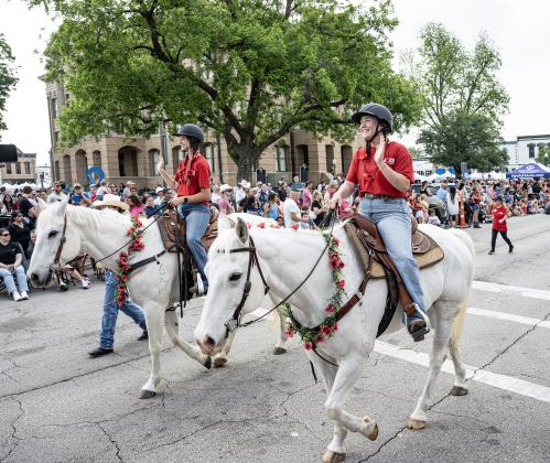 ROCK participants ride their horses along Austin Avenue  during  the Red Poppy Festival parade on Saturday, April 25, 2026.   Photo by  Andy Sharp.