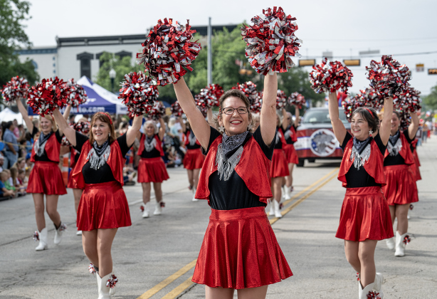 Members of the Sun City Georgettes take part in the Red Poppy Festival parade on Saturday, April 25, 2026.   Photo by  Andy Sharp.