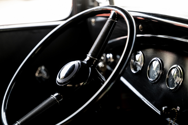 The interior compartment  of a 1931 Ford 5-window coupe, a car show entry owned by Steve Erickson, is pictured during  Red Poppy Festival  on Saturday, April 25, 2026.   Photo by  Andy Sharp.