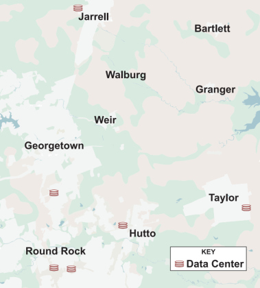 There are six data center properties in Williamson County. Illustration by Matthew Brake.